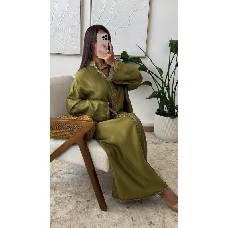 Aurora Dress Abaya with Lace Detailing - Formal Womenswear in Elegant Design