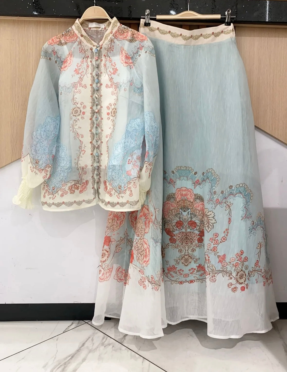 Yasmeen Floral Skirt Two Piece Co Ord
