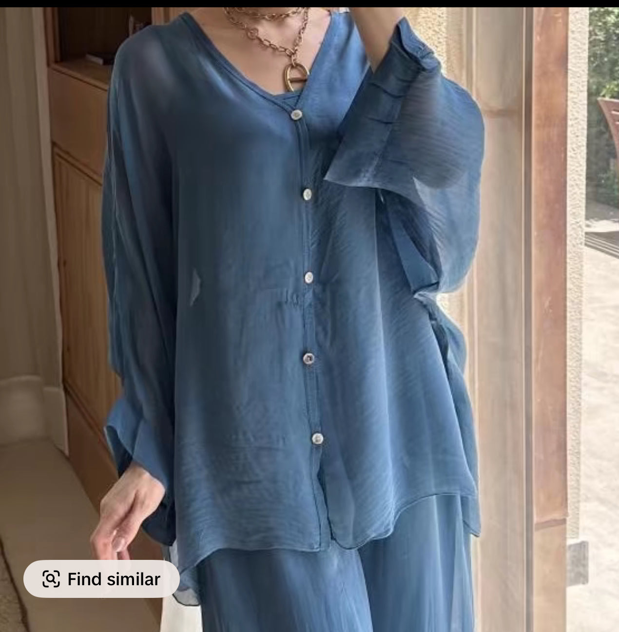 Plain Lightweight, Chiffon-Silk Feel, Summer Coords Button