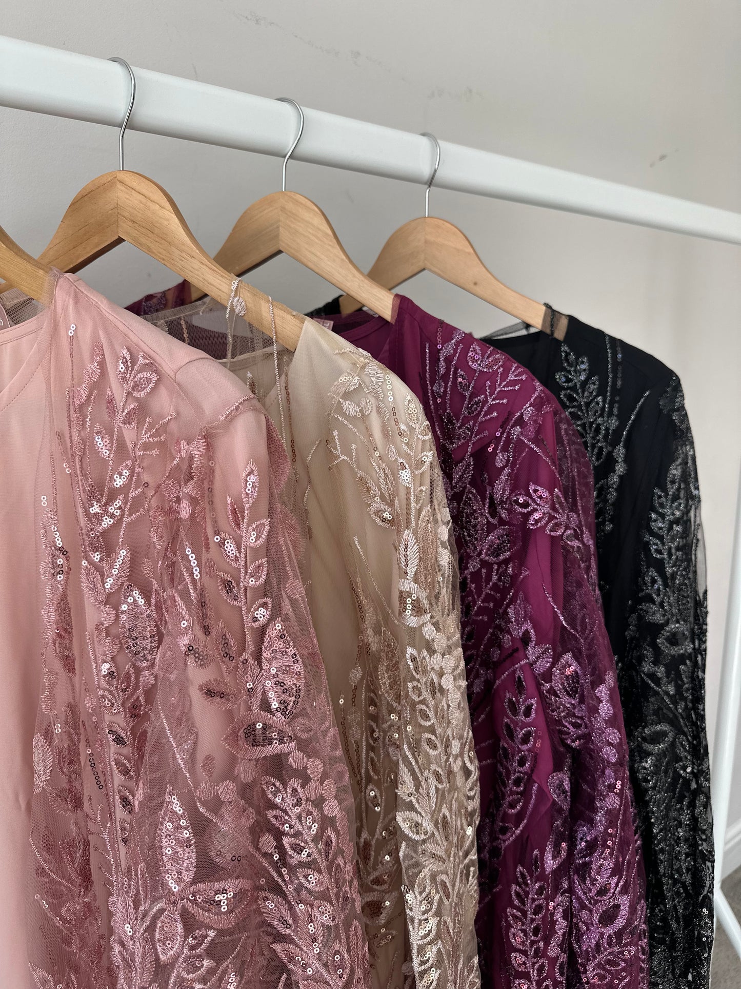 Mariam Embellished Dress and Kimono Abaya Set