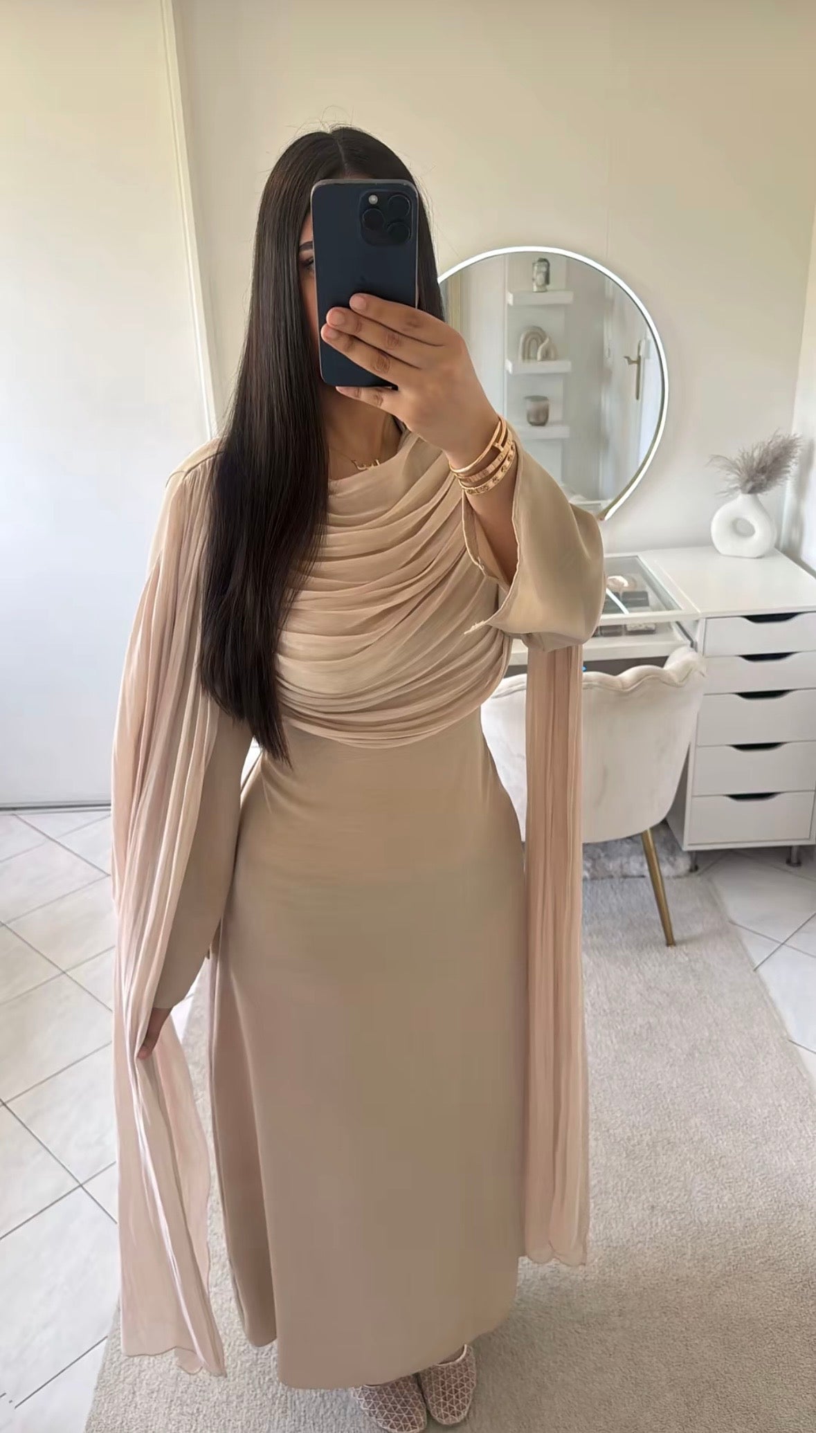 Hawa Shimmer Cape Dress