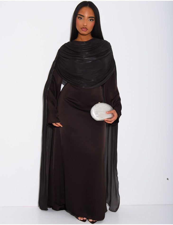 Hawa Shimmer Cape Dress