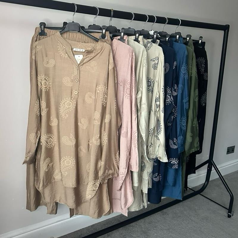 Paisley Printed Linen Feel Coord Set