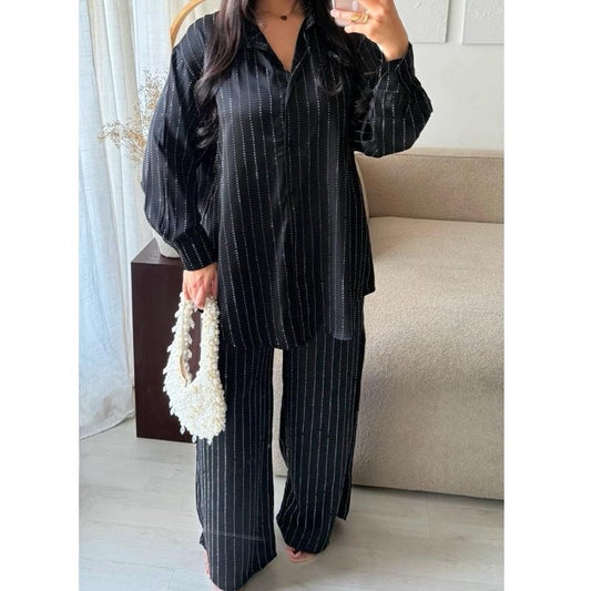 Premium Rhinestone Buttoned Coord Matching Trouser Set for Women - Perfect for Weddings and Formal Occasions