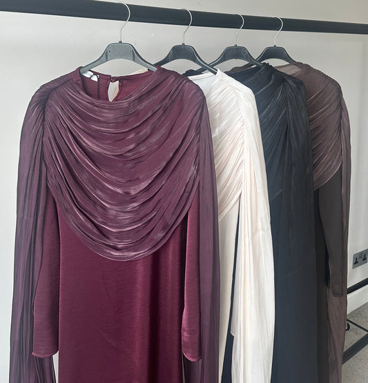 Hawa Shimmer Cape Dress