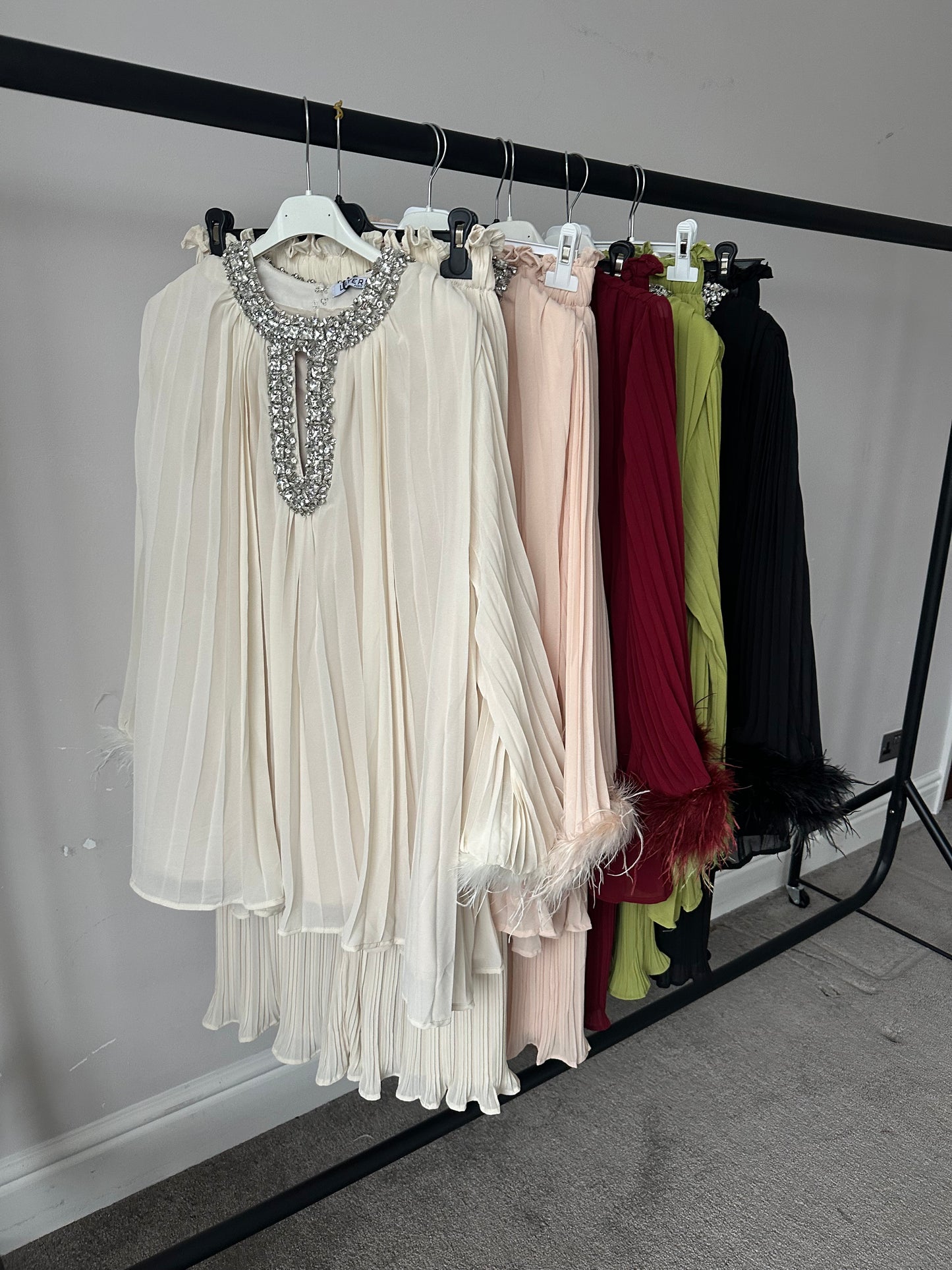 Zeina Premium Diamanté Pleated Co Ord