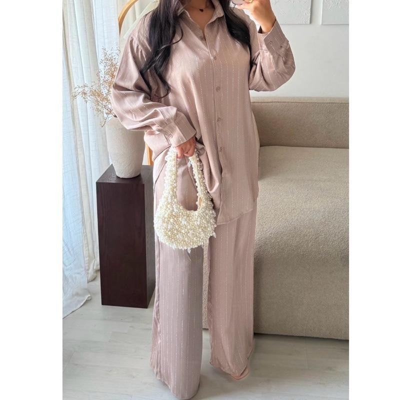 Premium Rhinestone Buttoned Coord Matching Trouser Set for Women - Perfect for Weddings and Formal Occasions