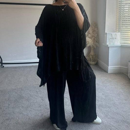 Batwing Style Wave Textured Stretchy Coord Womenswear