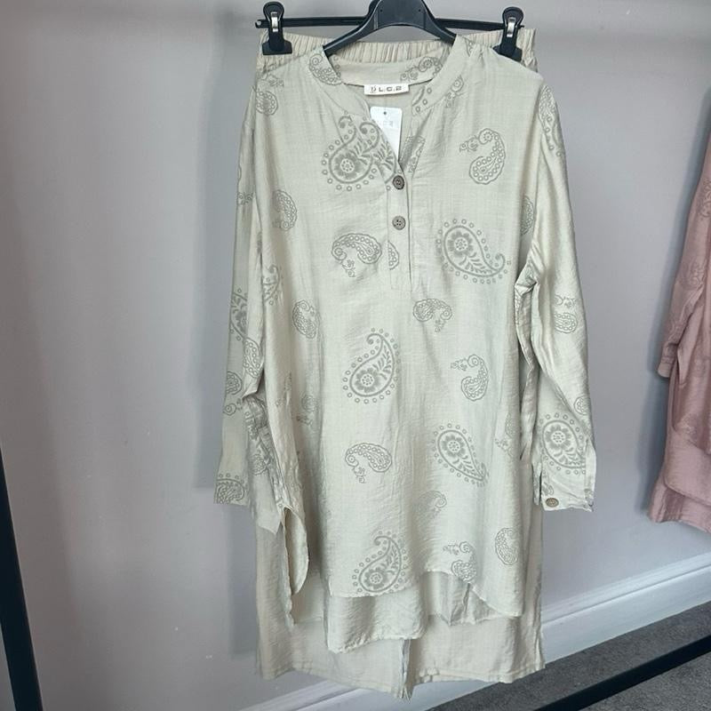 Paisley Printed Linen Feel Coord Set
