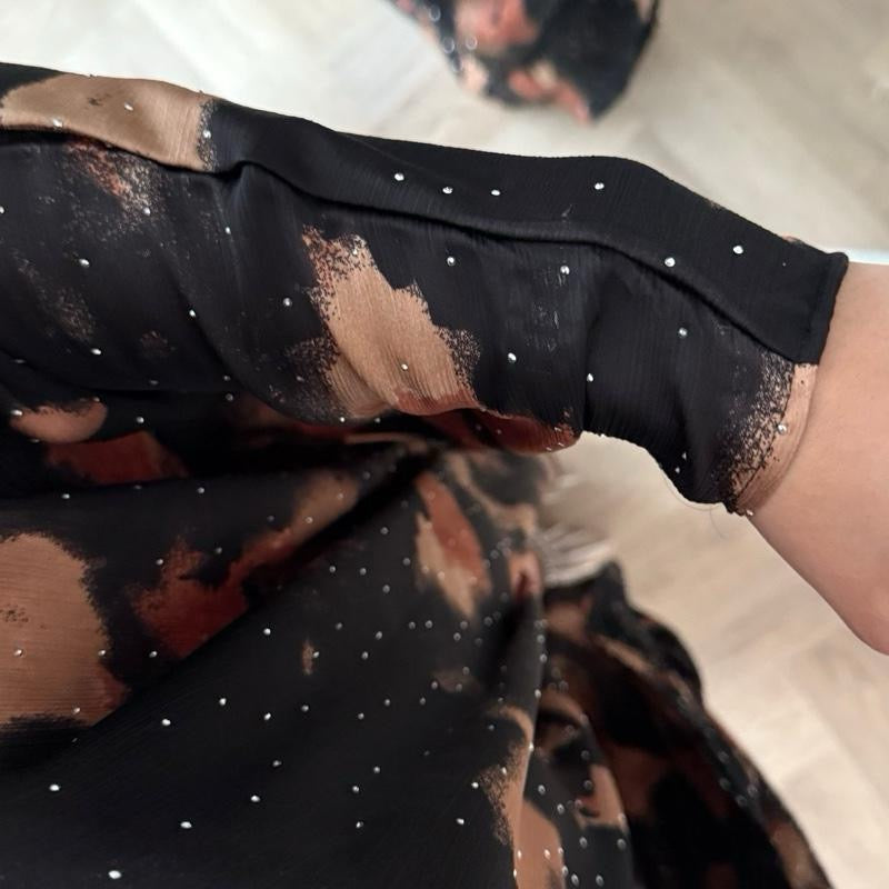 Premium Satin Rhinestone Abaya Kaftan One Tie-Dye