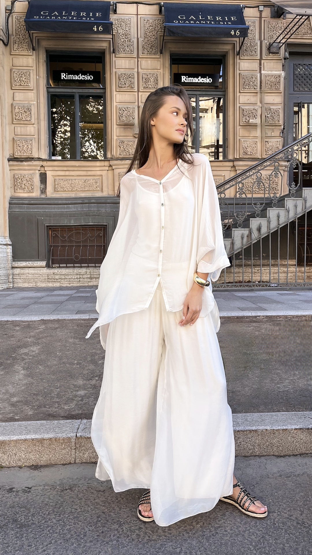 Plain Lightweight, Chiffon-Silk Feel, Summer Coords Button