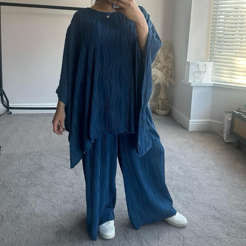 Batwing Style Wave Textured Stretchy Coord Womenswear