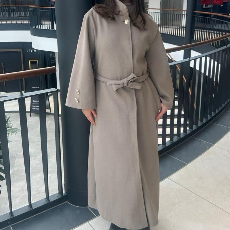 Farah High Neck Button Coat with waist Belt