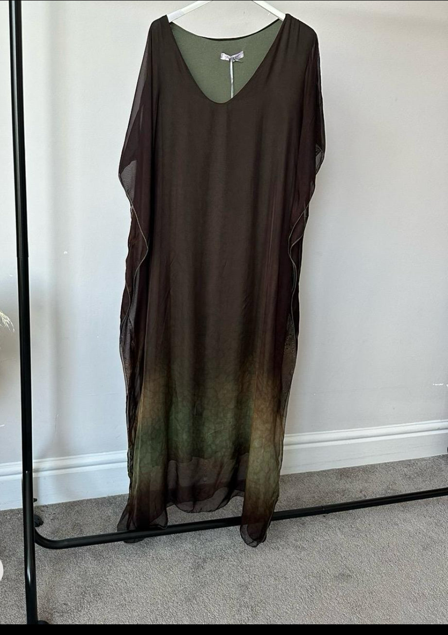 Women's Ombré Print Silk Chiffon Kaftan Dress for occasion Wear - Womenswear