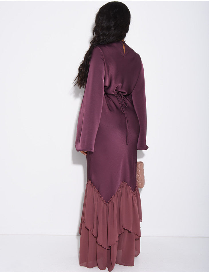 Raina Premium Satin Ruffle Dress