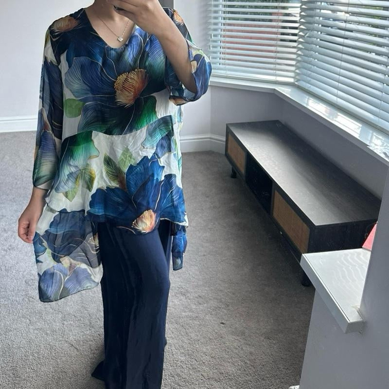 Chiffon Silk Layered Floral Print Coord