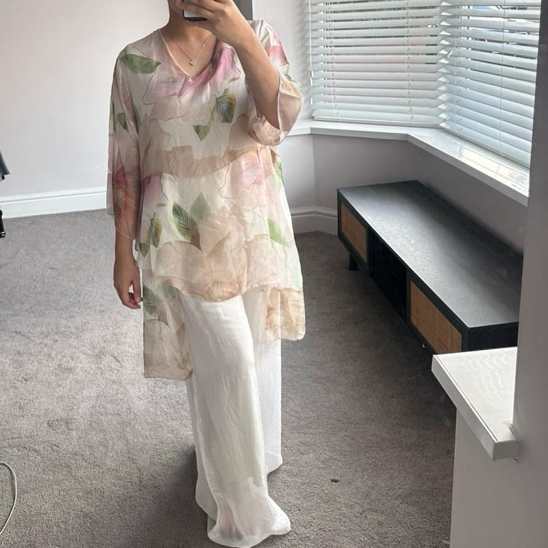 Chiffon Silk Layered Floral Print Coord