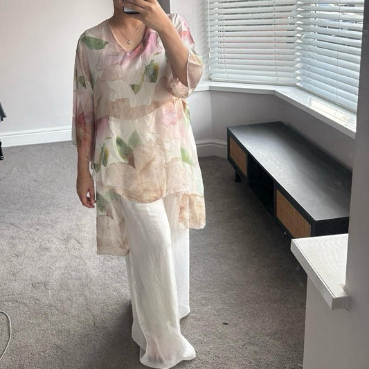 Chiffon Silk Layered Floral Print Coord