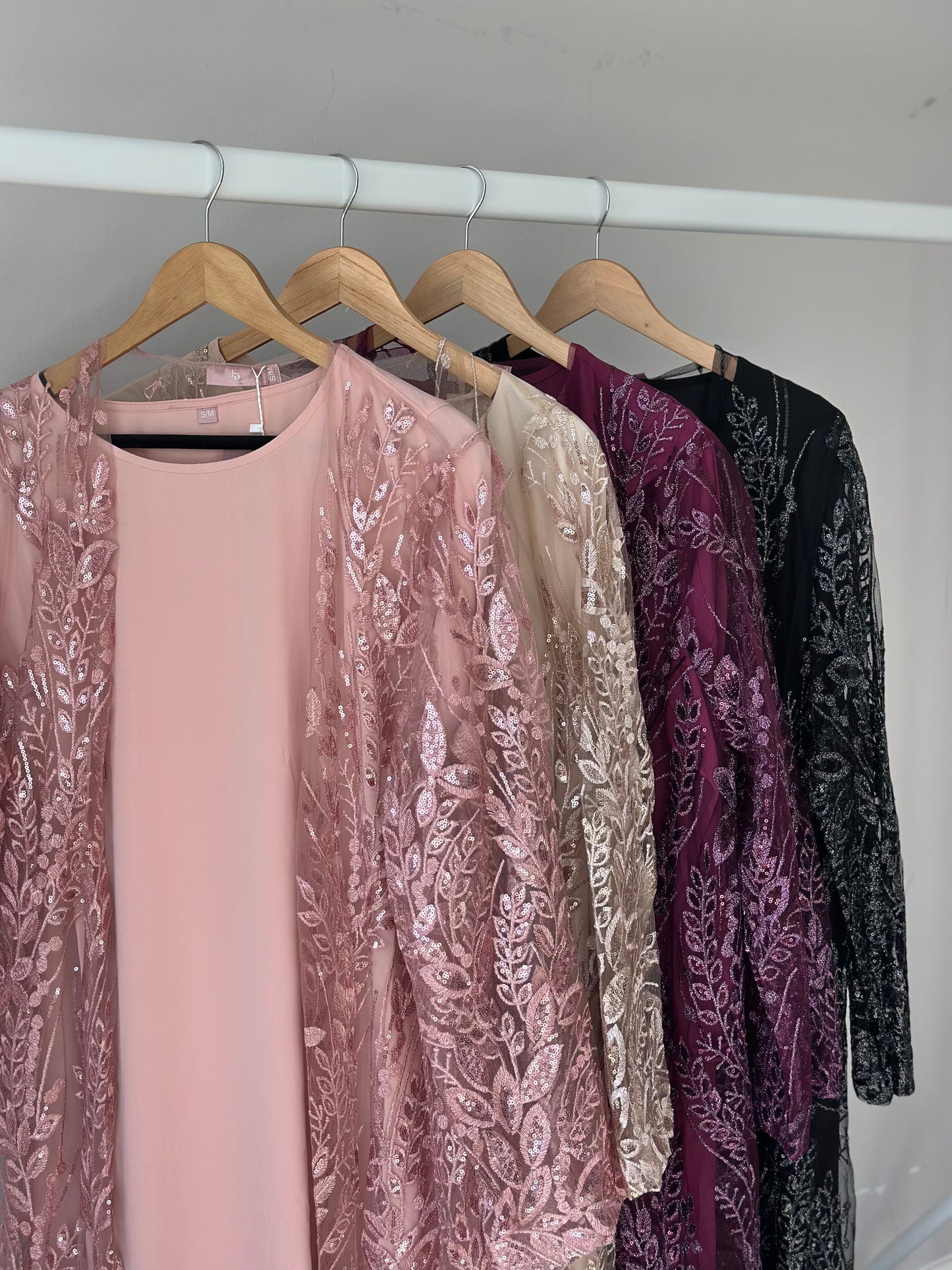 Mariam Embellished Dress and Kimono Abaya Set