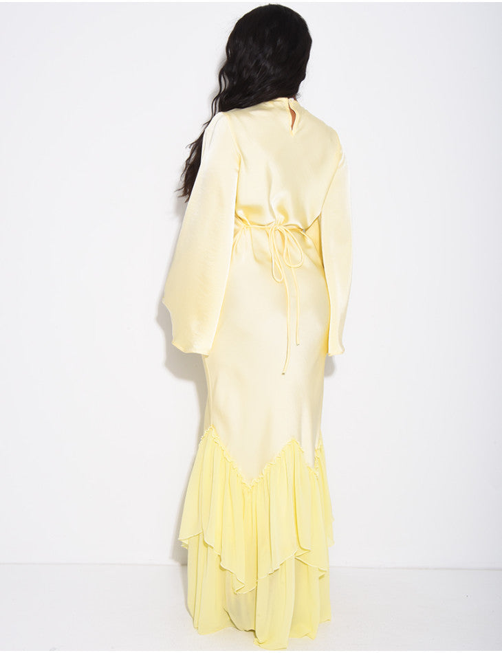 Raina Premium Satin Ruffle Dress