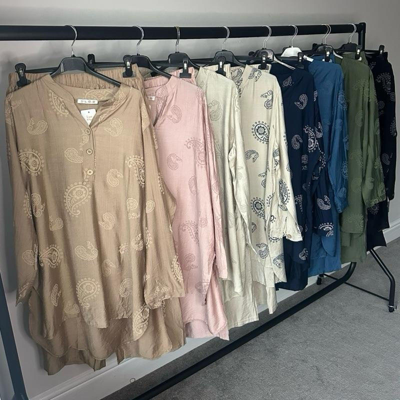 Paisley Printed Linen Feel Coord Set