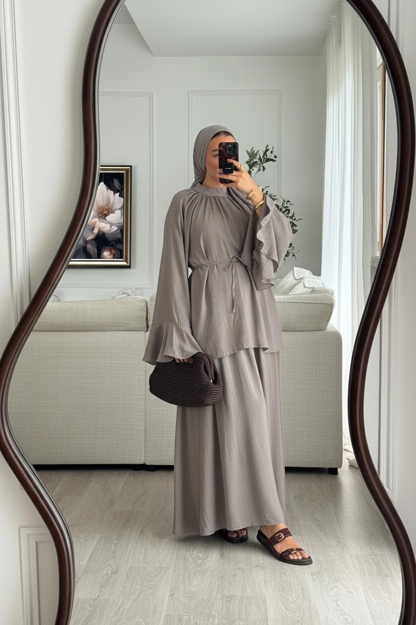 Seema Frill Sleeve Skirt Co Ord with Belt