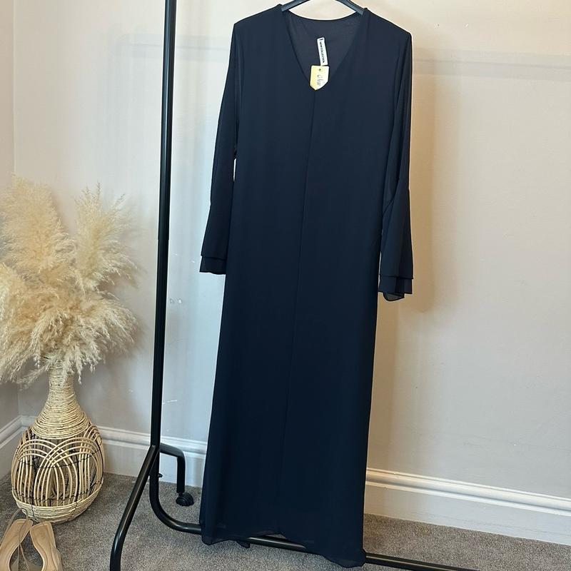 Chiffon Plain Flounce Sleeve Flowy Modest Dress