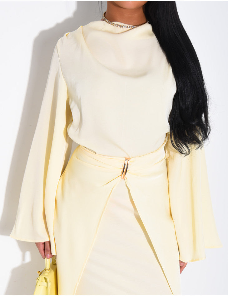 Lea Jewelled Detail Tiered Satin Dress