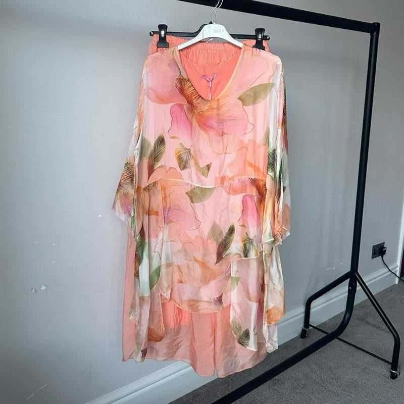 Chiffon Silk Layered Floral Print Coord
