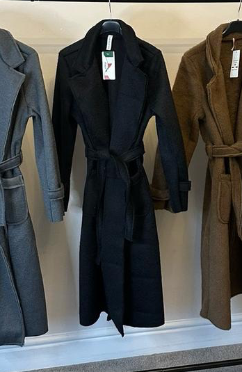 Women's Felt Textured Midi Length Trench Style Jacket for Coats - Womenswear