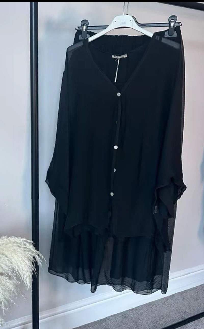 Plain Lightweight, Chiffon-Silk Feel, Summer Coords Button