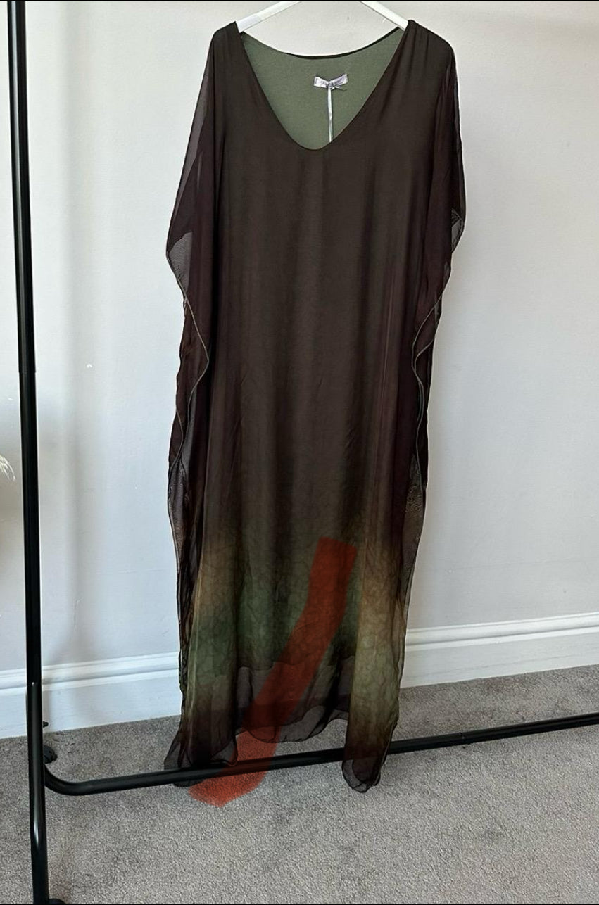 Women's Ombré Print Silk Chiffon Kaftan Dress for occasion Wear - Womenswear