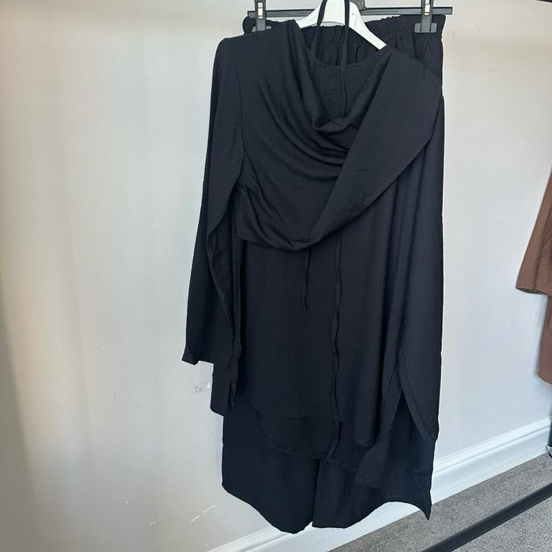 Scarf Attached Linen Feel Coord with Detachable Belt