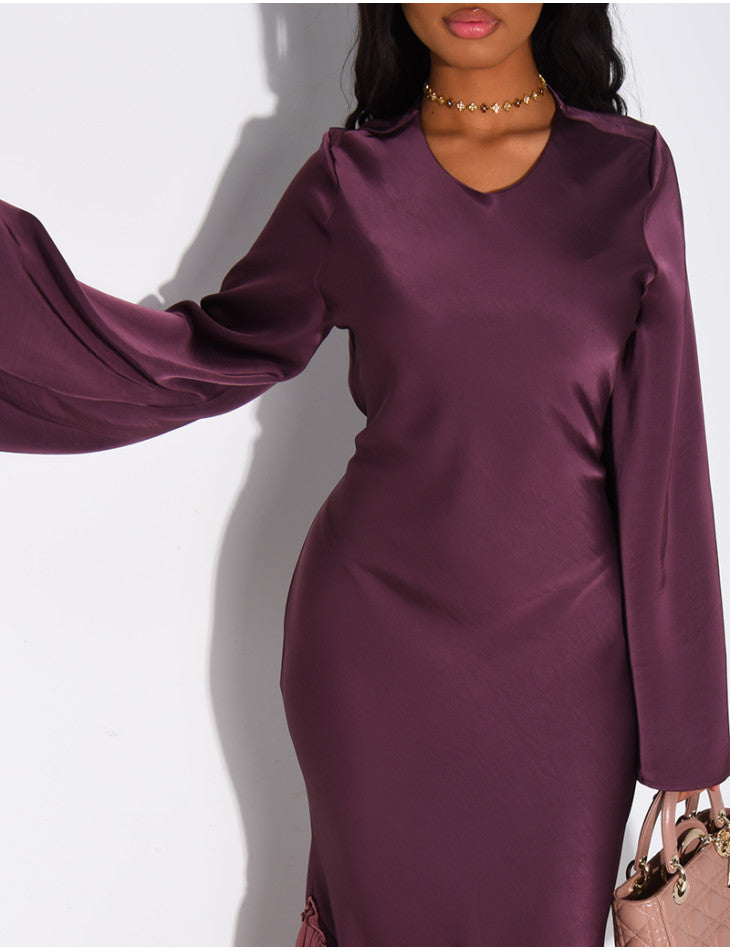 Raina Premium Satin Ruffle Dress