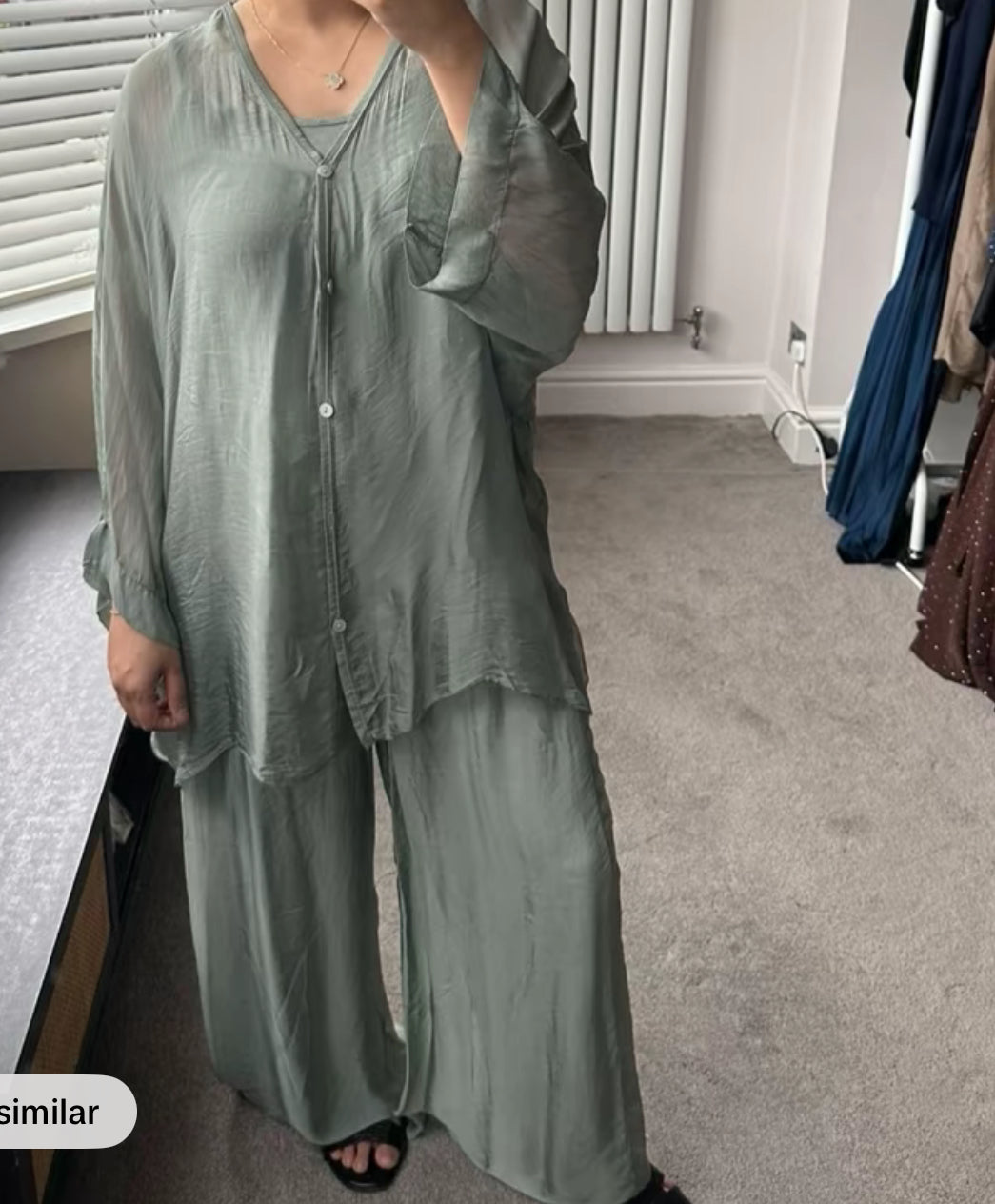 Plain Lightweight, Chiffon-Silk Feel, Summer Coords Button