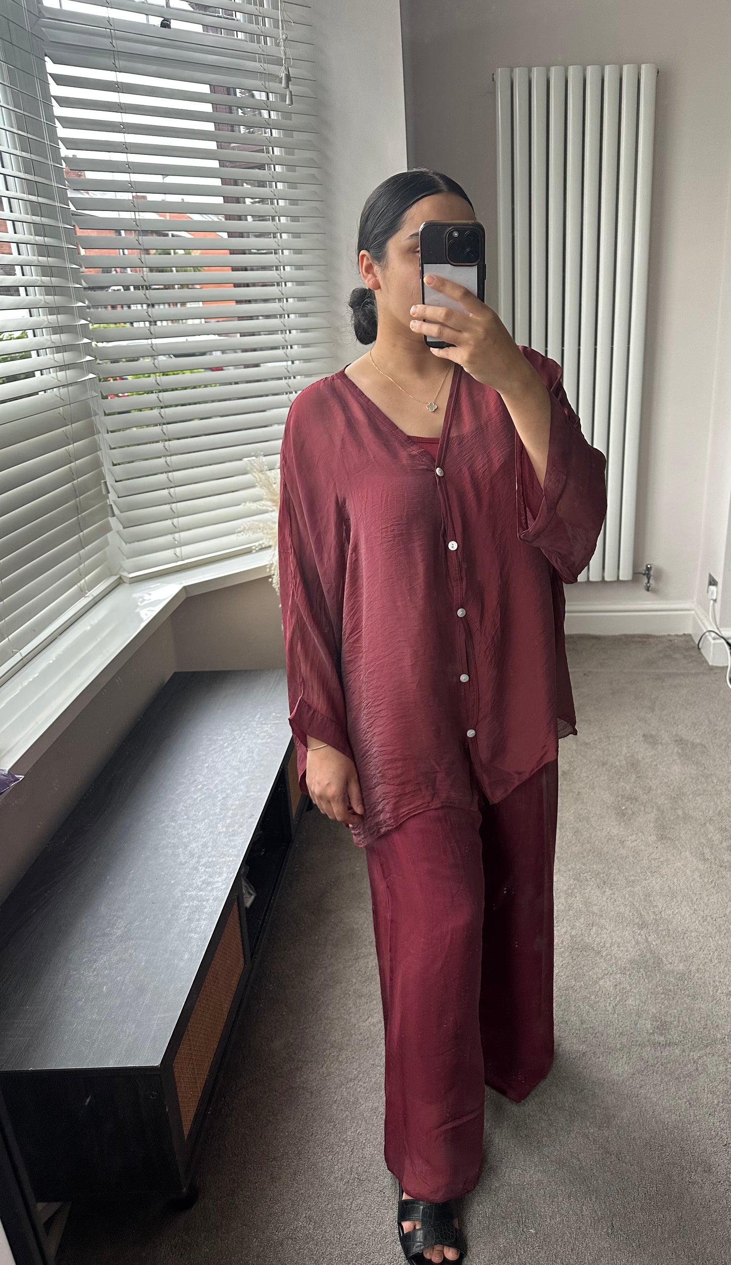 Plain Lightweight, Chiffon-Silk Feel, Summer Coords Button