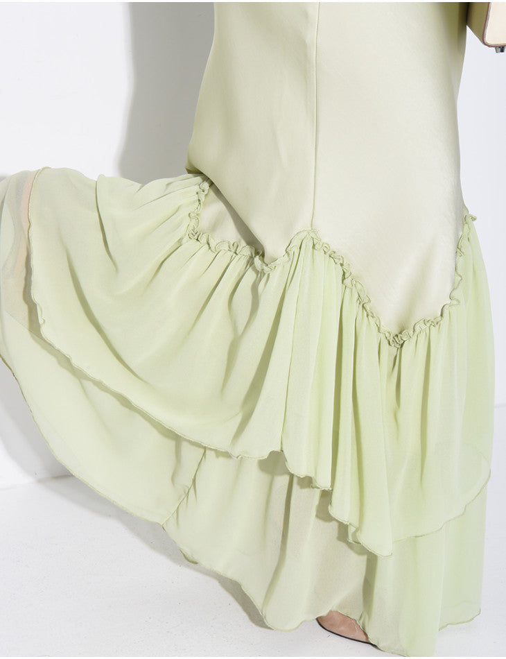 Raina Premium Satin Ruffle Dress