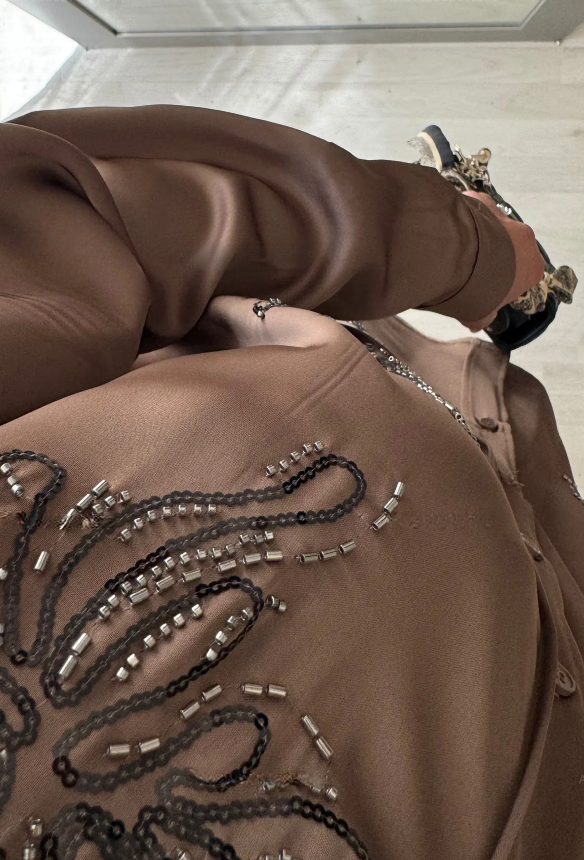 Sequin Embellished Satin CoOrds Top and Trouser Suit with Drawstring & Drawstring