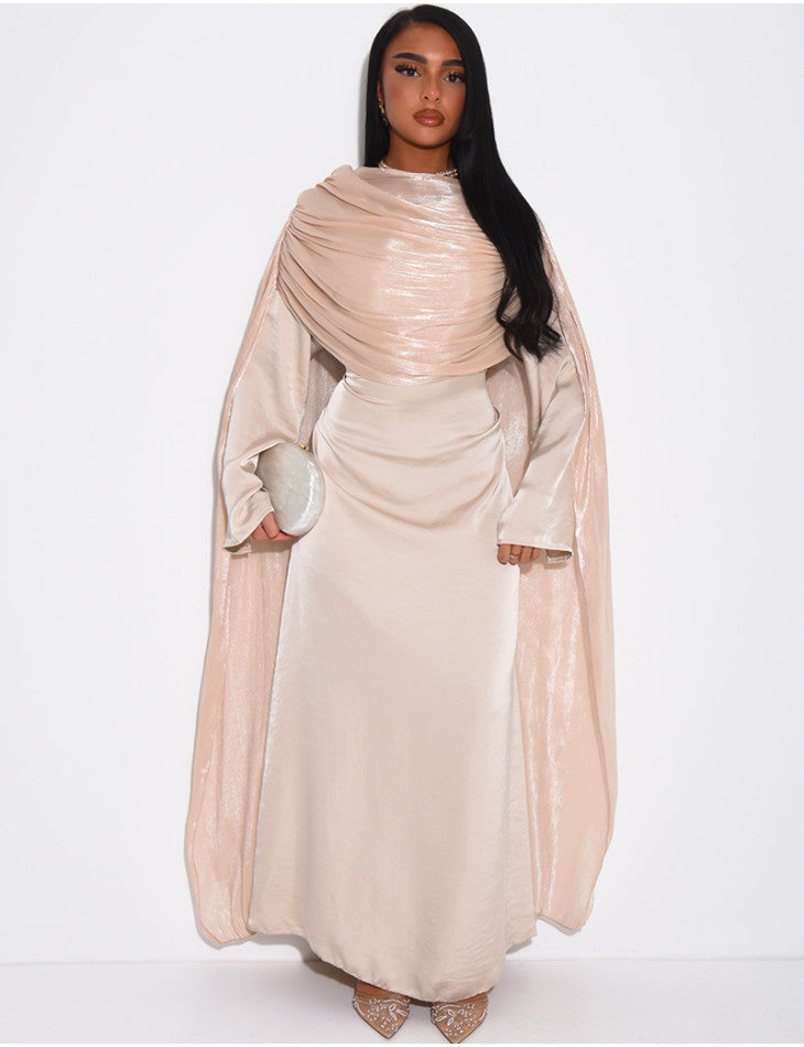 Hawa Shimmer Cape Dress