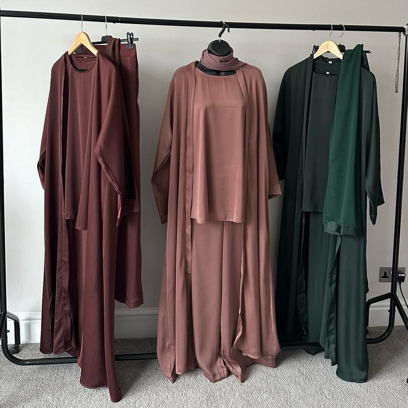 Satin kimono Abaya with Matching inner Coord Set