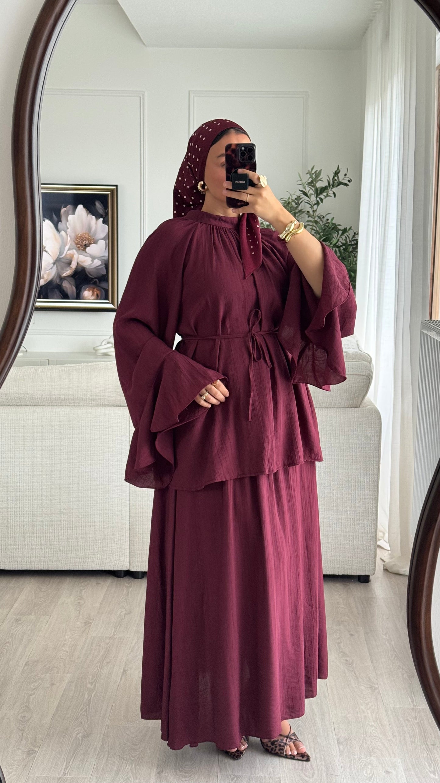 Seema Frill Sleeve Skirt Co Ord with Belt
