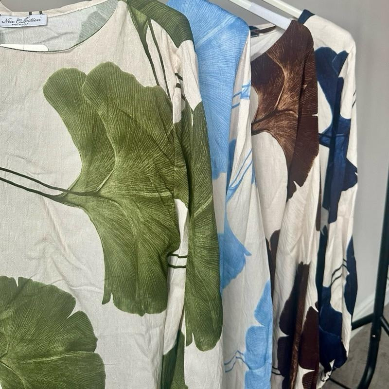 Maeesha Palm Print Linen Dress