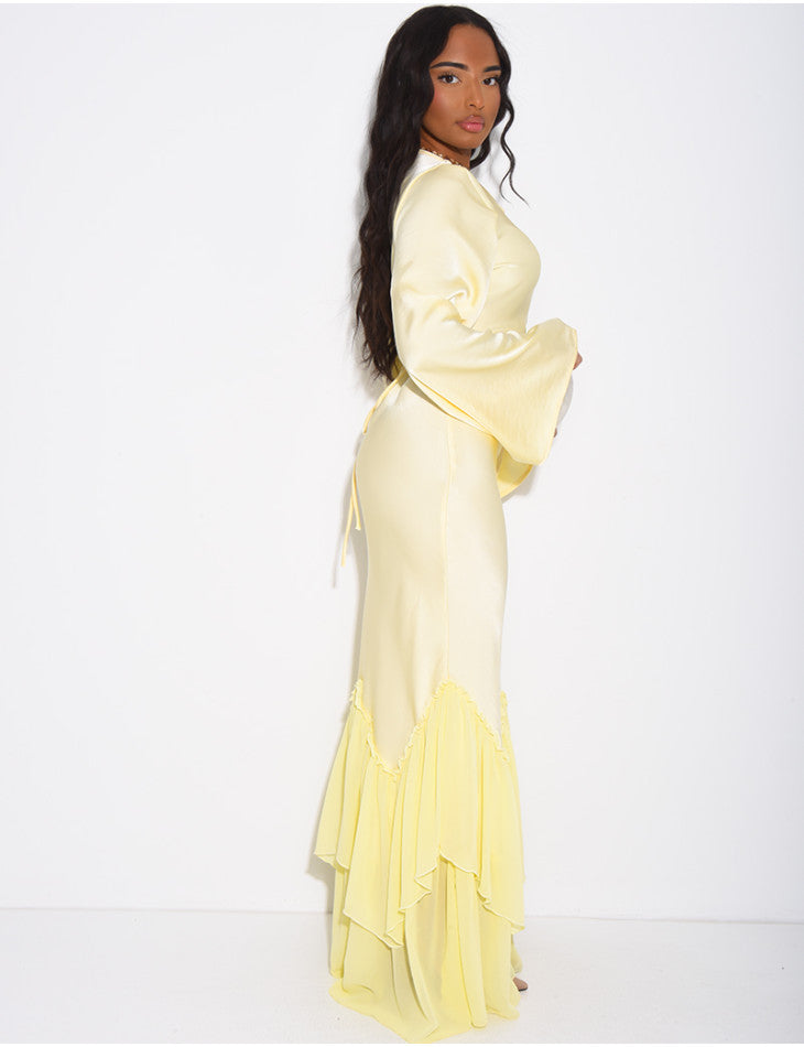 Raina Premium Satin Ruffle Dress
