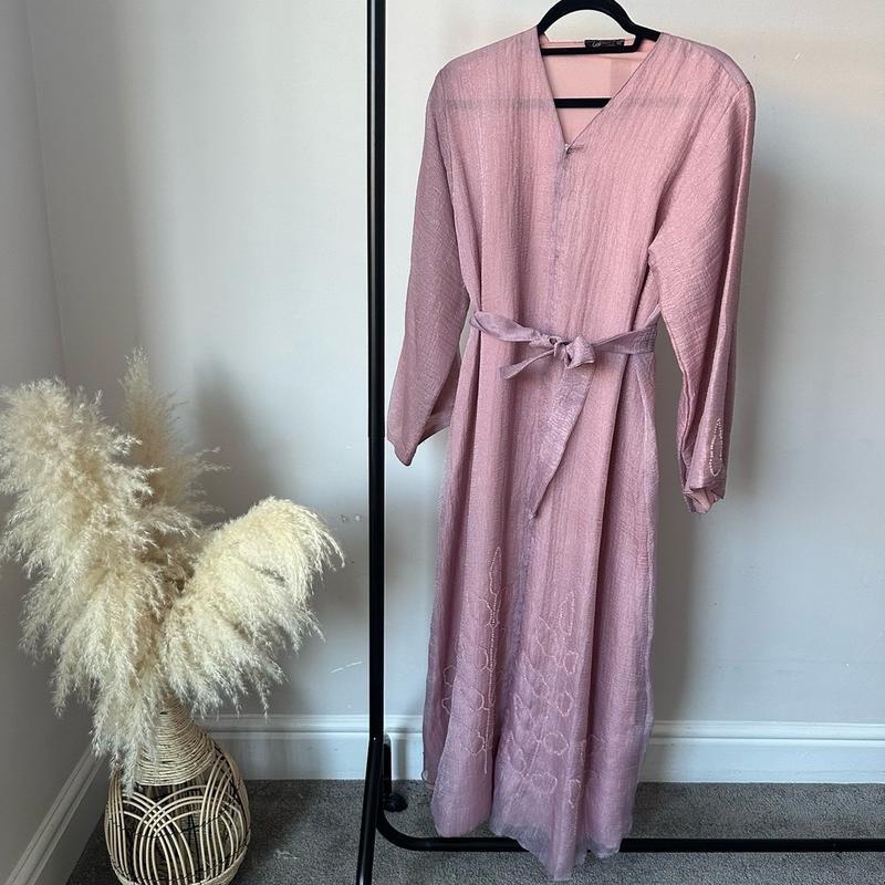 Beaded Organza Lightweight Elegant Dress with Belt