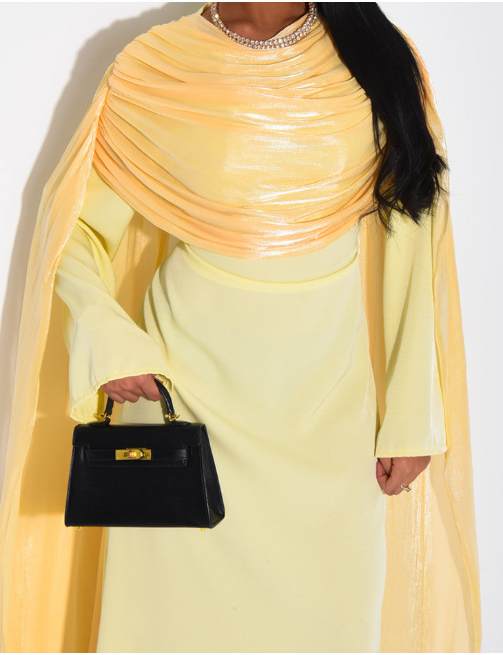 Hawa Shimmer Cape Dress