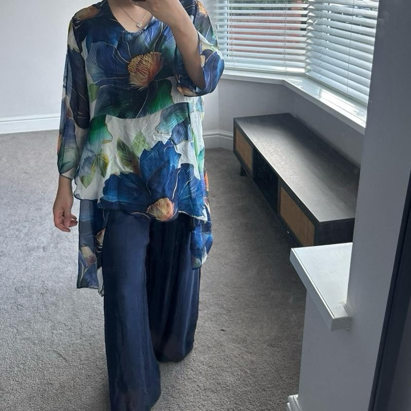 Chiffon Silk Layered Floral Print Coord