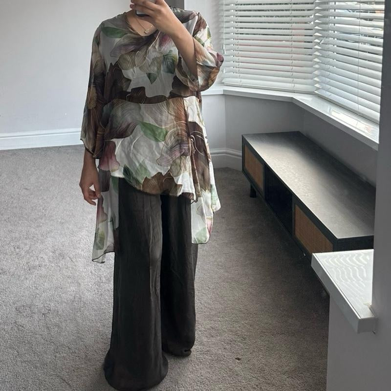 Chiffon Silk Layered Floral Print Coord