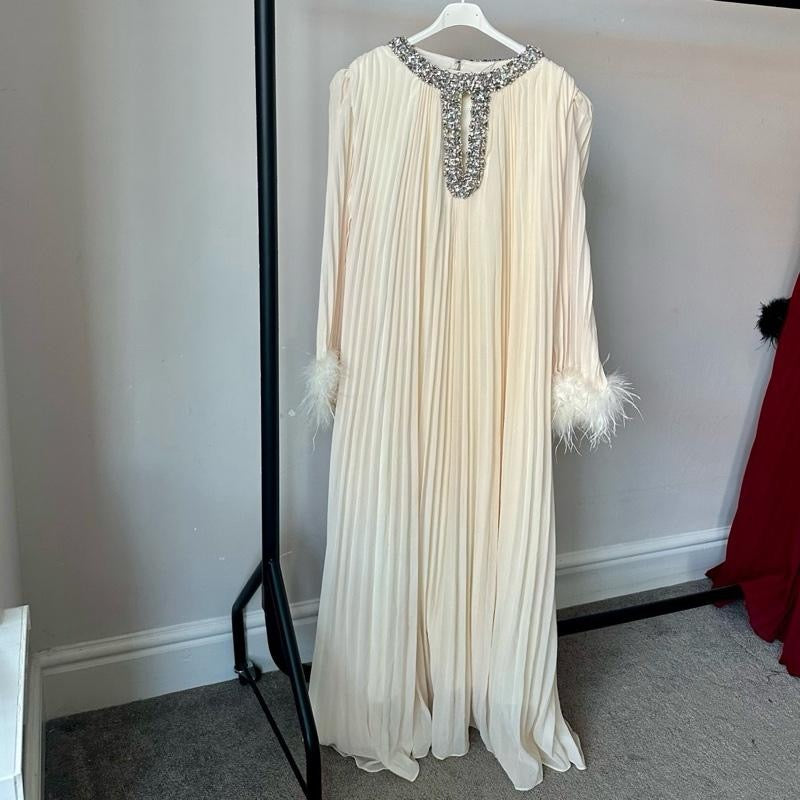 Zeina  Elegant  Diamanté Pleated  Chiffon Formal Dress