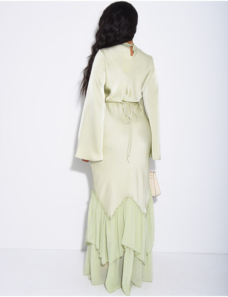 Raina Premium Satin Ruffle Dress