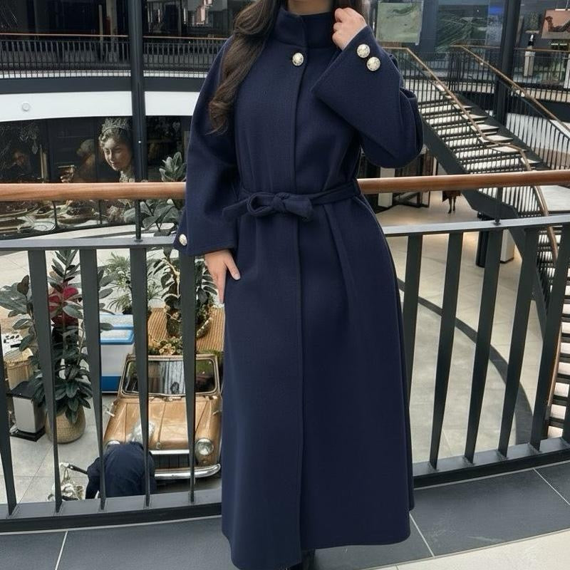 Farah High Neck Button Coat with waist Belt
